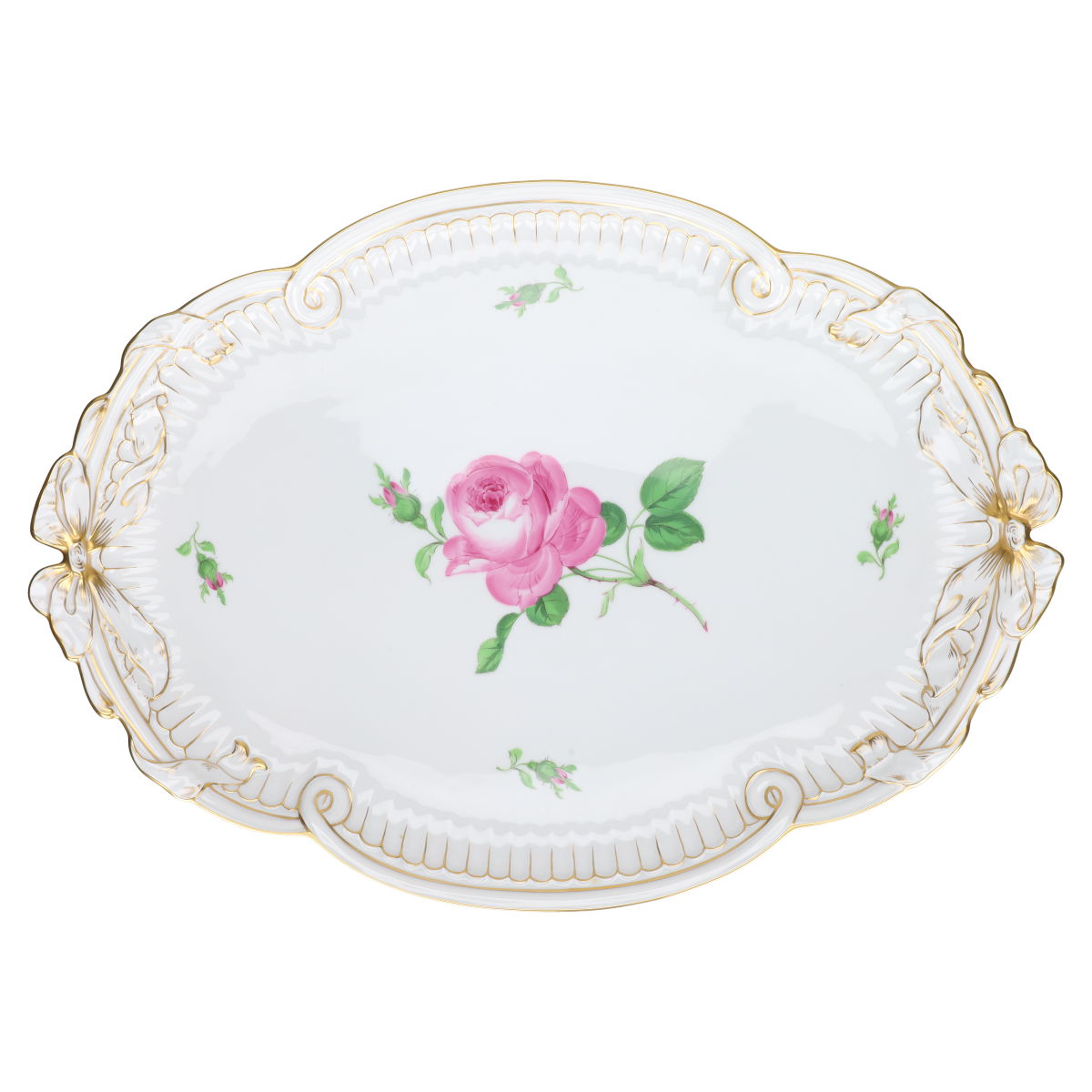 Tablett groß mit Schleifenrelief Rote Rose II.W