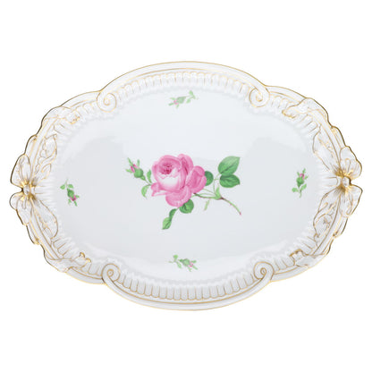 Tablett groß mit Schleifenrelief Rote Rose II.W