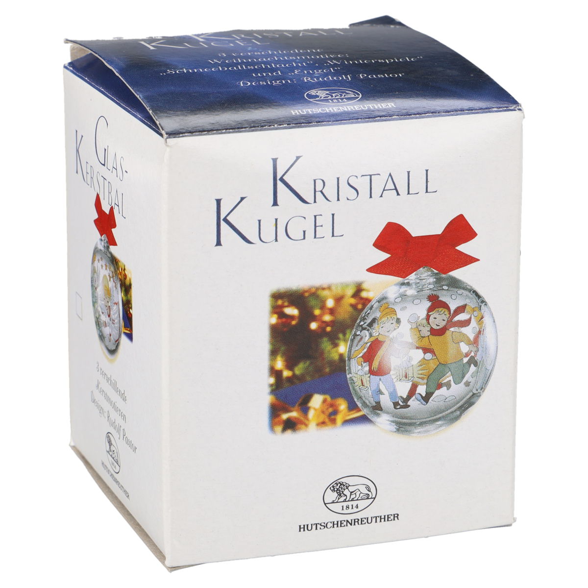 Kristall Kugel klein - Schneeballschlacht, Winterspiele und Engel