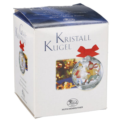 Kristall Kugel klein - Schneeballschlacht, Winterspiele und Engel