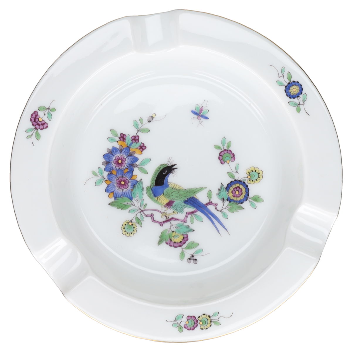 Aschenbecher Indische Malerei mit Paradiesvogel und Insekten I.W