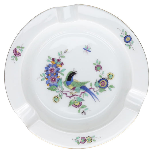 Aschenbecher Indische Malerei mit Paradiesvogel und Insekten I.W