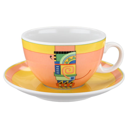 Cappucinotasse mit Untertasse gelbe Seite - 1