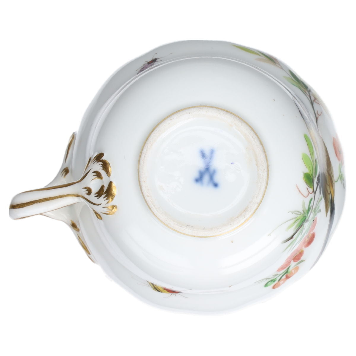 Mokkatasse mit Untere Motiv Vögel mit Insekten Knaufzeit I.W