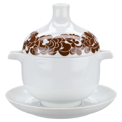 Sauciere mit Deckel und Unterteil