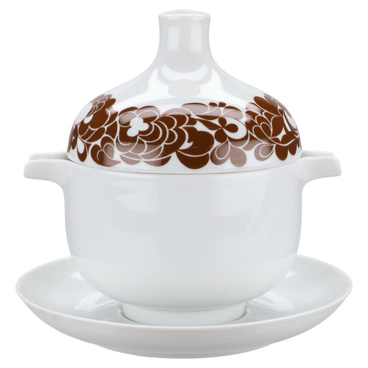 Sauciere mit Deckel und Unterteil