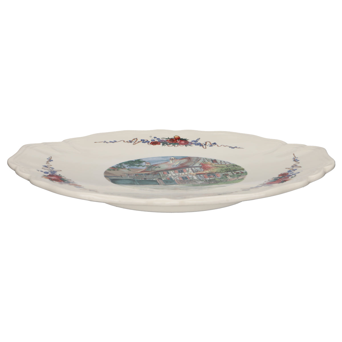 Servierplatte auf Fuß mit 2 Griffen