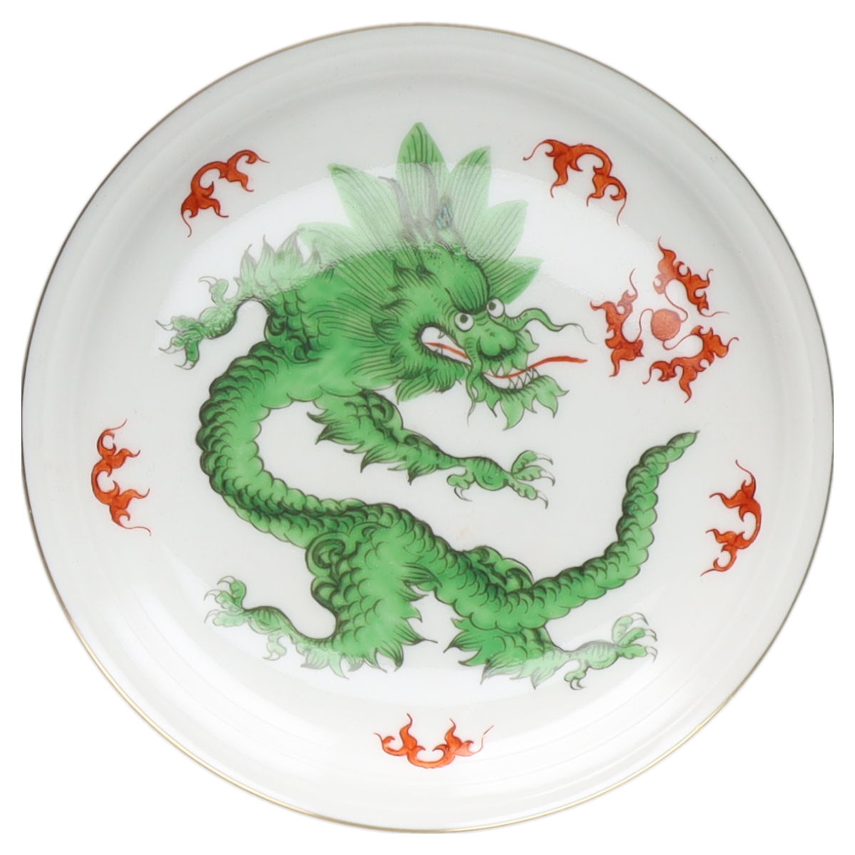Bonbonniere Ming Drache Grün II. Wahl Meissen Zierporzellan Dosen und Schalen