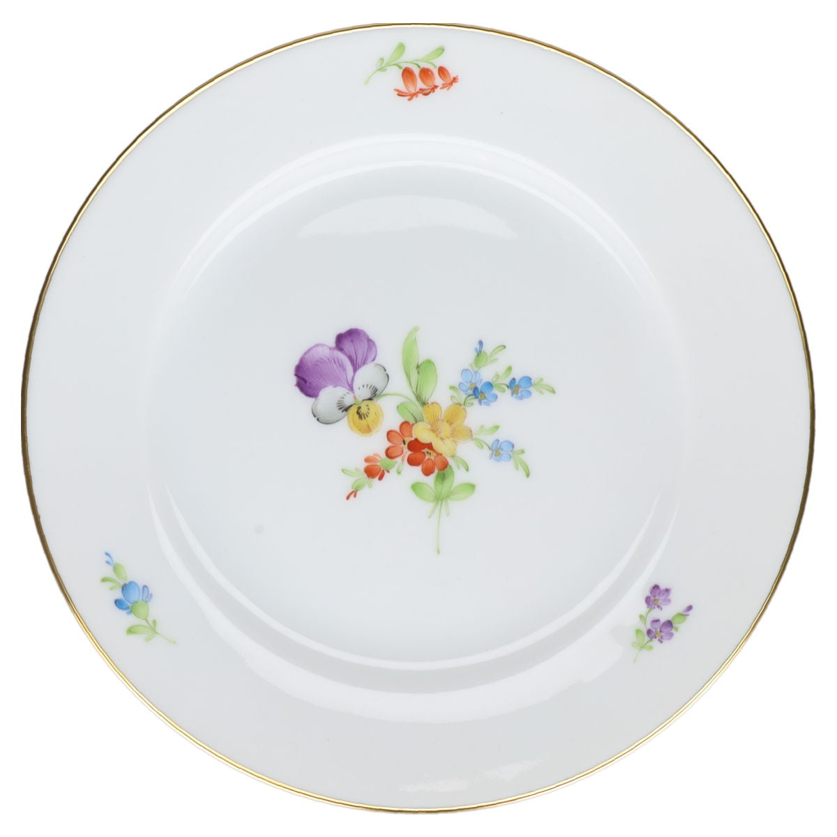 Brotteller / Dessertteller Blüte Lila, Grau, Gelb Höchst Höchster Porzellanmanufaktur Kurfürst Bunte Blume