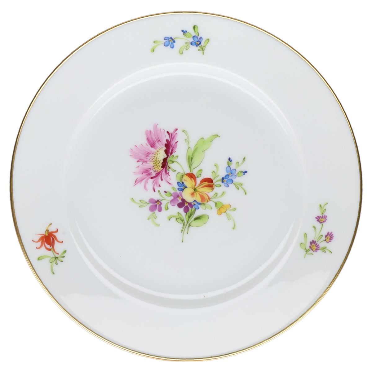 Brotteller / Dessertteller Blüte Lila Höchst Höchster Porzellanmanufaktur Kurfürst Bunte Blume