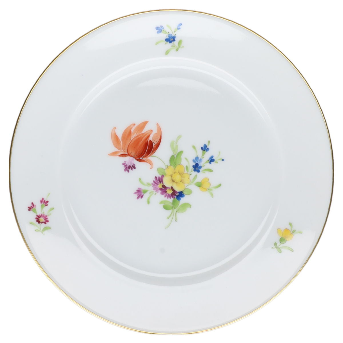 Brotteller / Dessertteller Blüte Orange Höchst Höchster Porzellanmanufaktur Kurfürst Bunte Blume