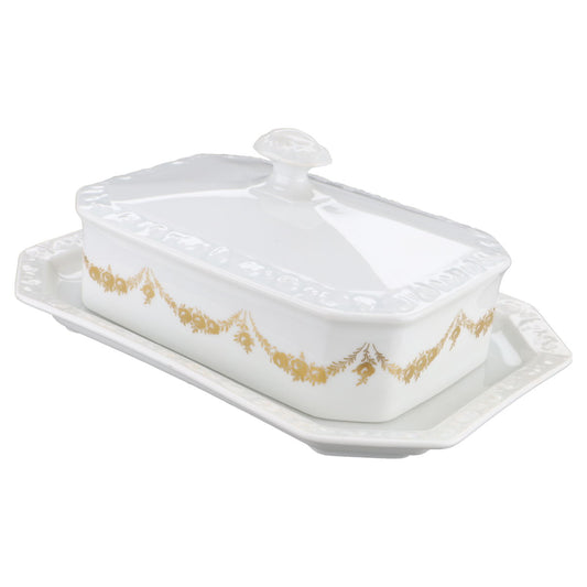 Butterdose eckig  Rosenthal Maria Rosenkante - gold