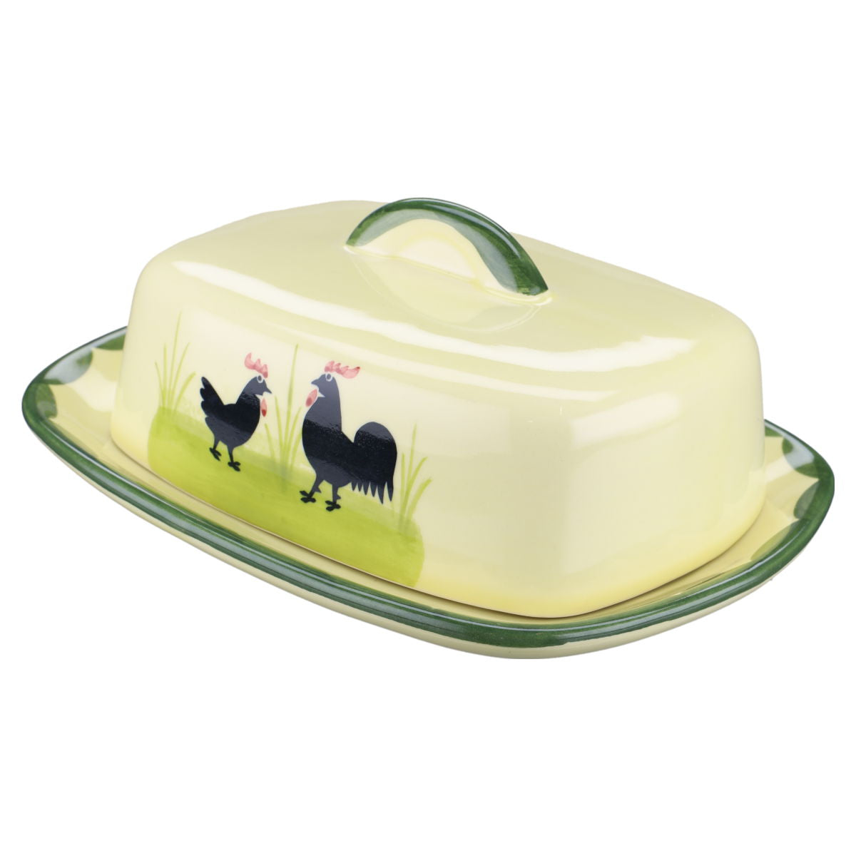 Butterdose eckig mit Griff Zeller Keramik Hahn & Henne