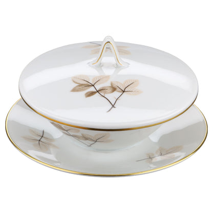 Butterdose rund  Rosenthal Form 2000 Schattenrose mit Goldrand