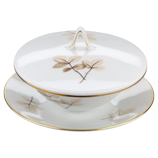 Butterdose rund  Rosenthal Form 2000 Schattenrose mit Goldrand