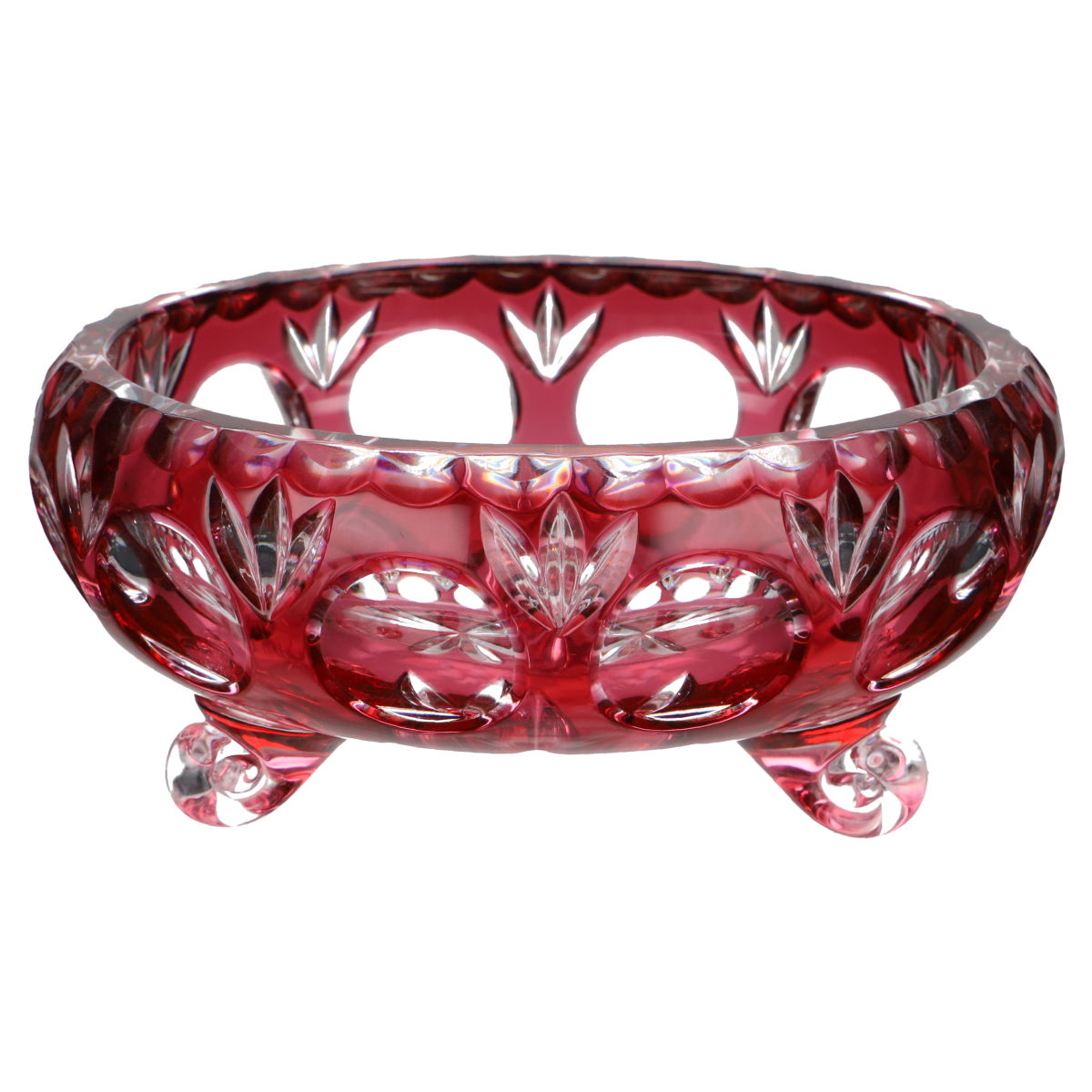 Schale auf 3 Füßen Goldrubin klein