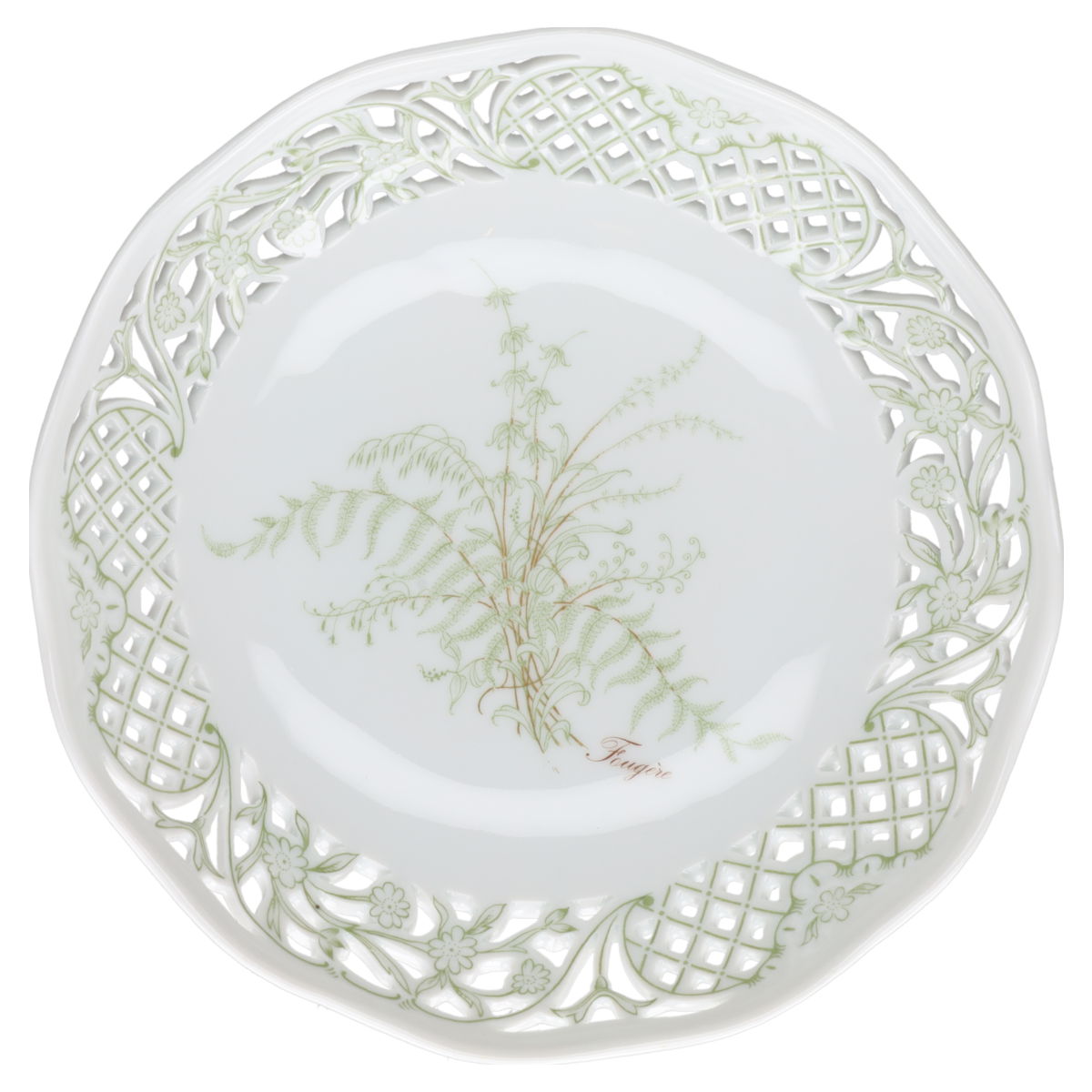 Durchbruchschale D 18,8 cm H 5,2 cm Gallo Galerie de Porcelaine Leonardo Fougere Sommerfarn