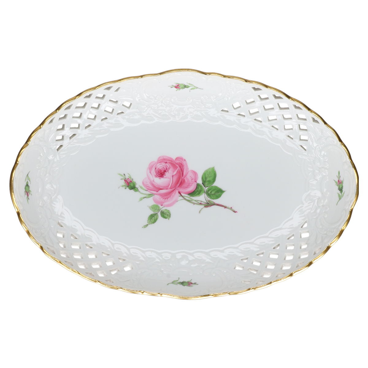 Durchbruchschale oval Meissen Neuer Ausschnitt I.Wahl Rote Rose
