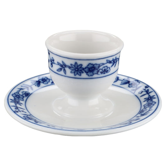 Eierbecher mit Schalenablage  Krautheim Kobalt floral Zwiebelmuster