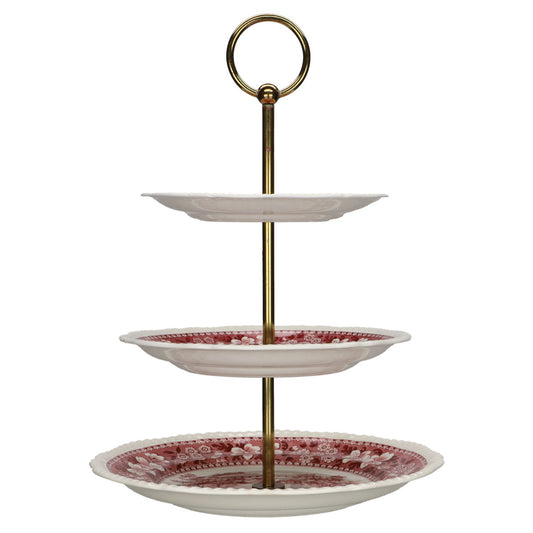 Etagere 3-stufig H 31,8 cm Spode Copeland Pink Tower