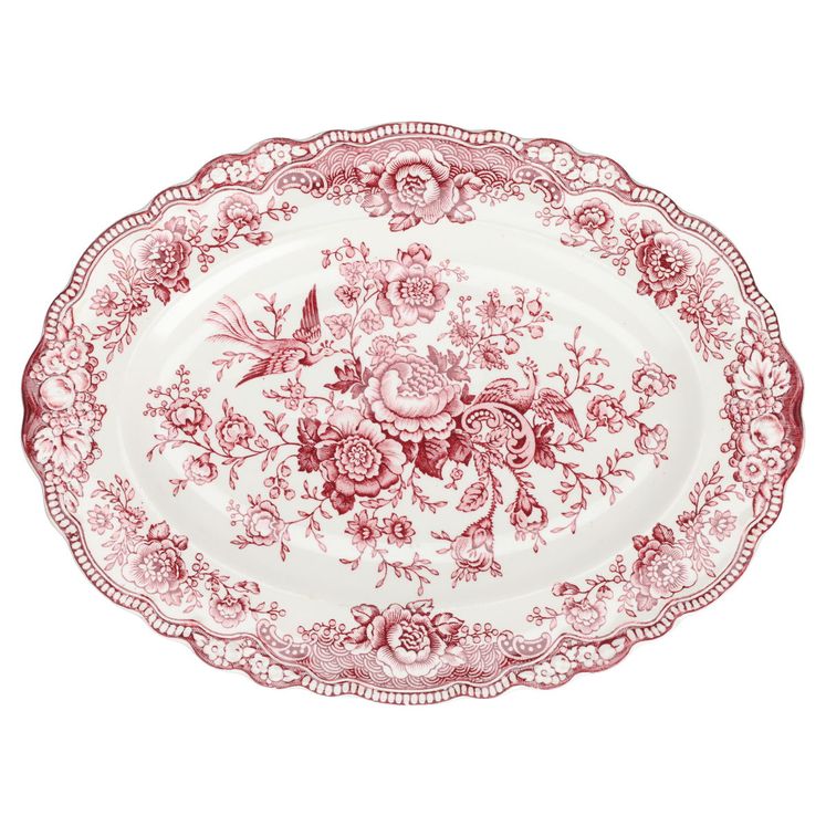 Fleischplatte groß Crown Ducal Bristol rot