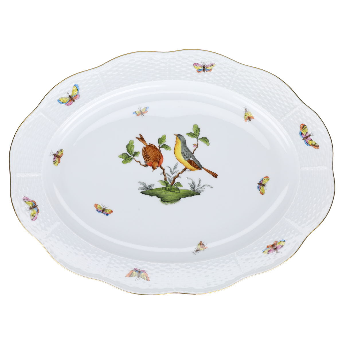 Fleischplatte mittelgroß Modell 102 Herend Ungarn Form Osier Rothschild