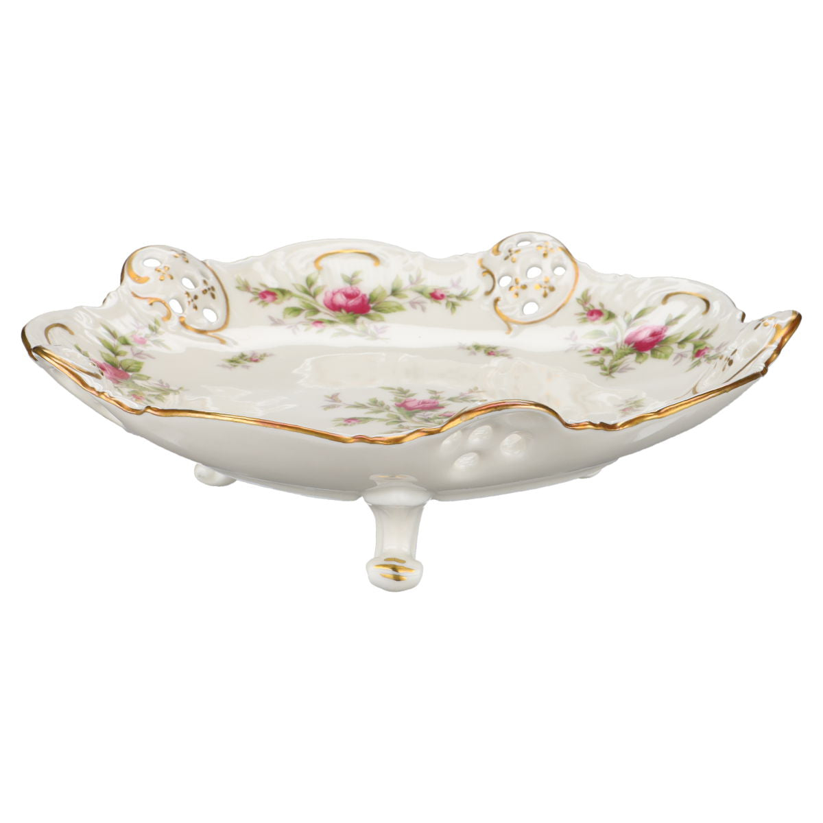Gebäckschale auf 3 Füssen flach Rosenthal Molière Moosrose 2984