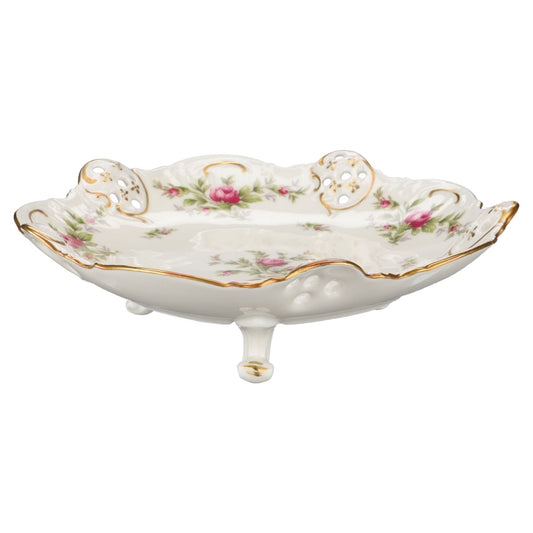 Gebäckschale auf 3 Füssen flach Rosenthal Molière Moosrose 2984