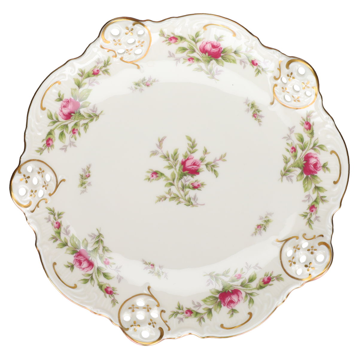 Gebäckschale auf 3 Füssen flach Rosenthal Molière Moosrose 2984