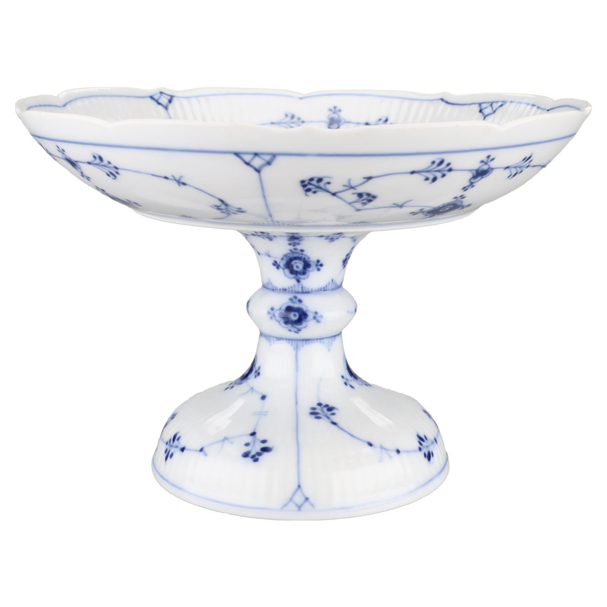 Gebäckschale auf Fuss Modell 457 Royal Copenhagen Musselmalet gerippt I.Wahl