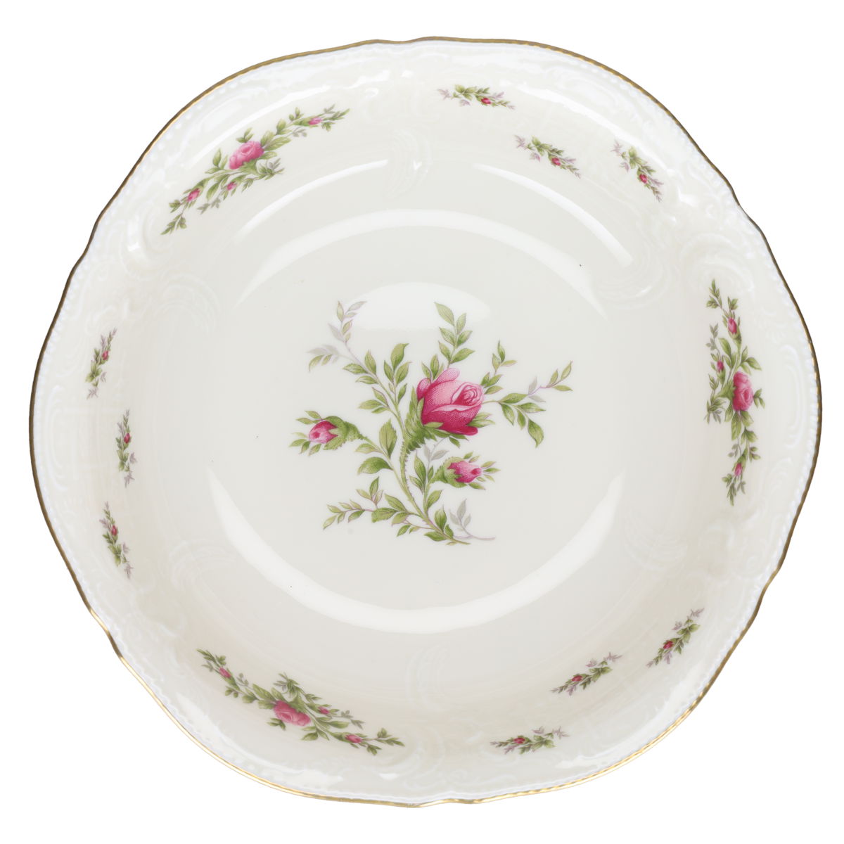 Gebäckschale auf Fuß Rosenthal Sanssouci elfenbeinfarben Moosrose Ramona