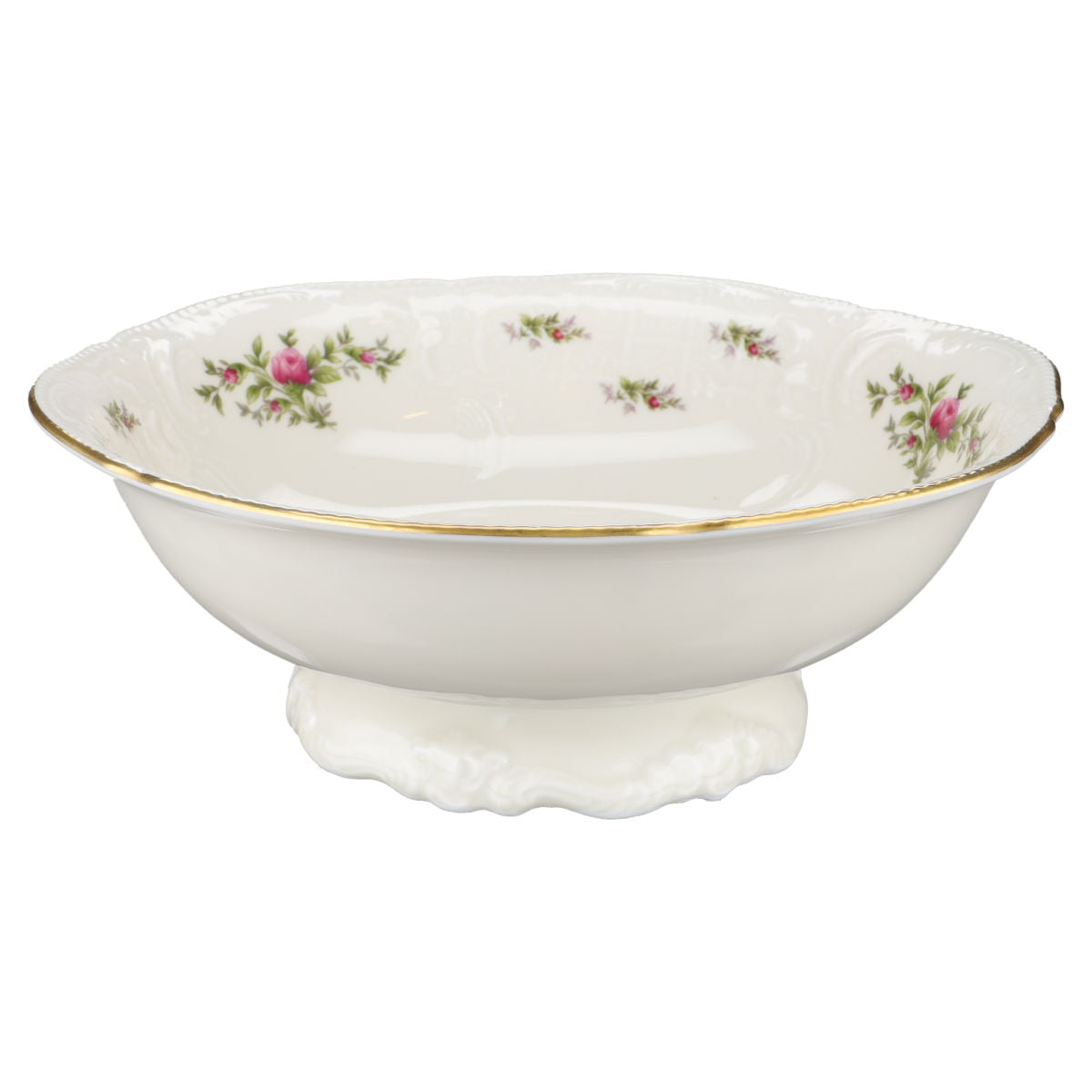 Gebäckschale auf Fuß Rosenthal Sanssouci elfenbeinfarben Moosrose Ramona