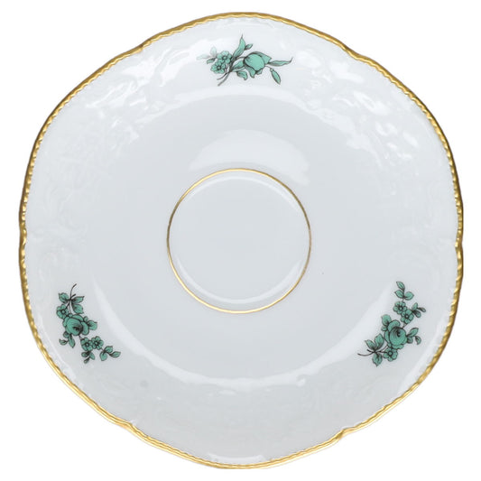 Kaffee- Untertasse Typ I  Rosenthal Sanssouci weiß Grüne Blume mit Goldrand