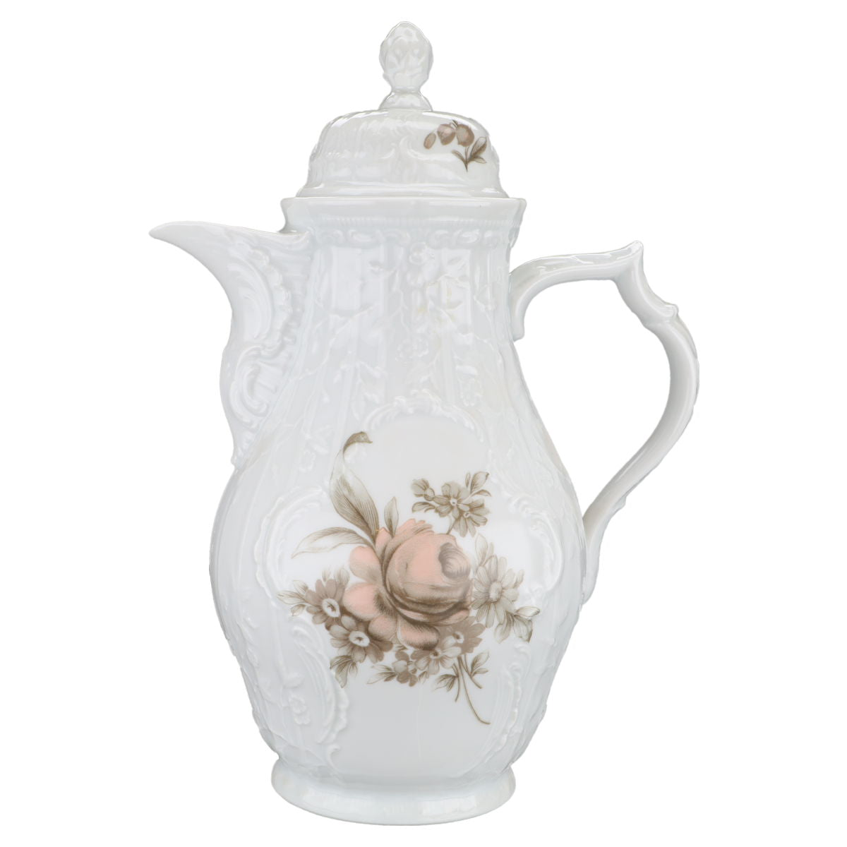 Kaffeekanne  Rosenthal Sanssouci weiß Braune Rose