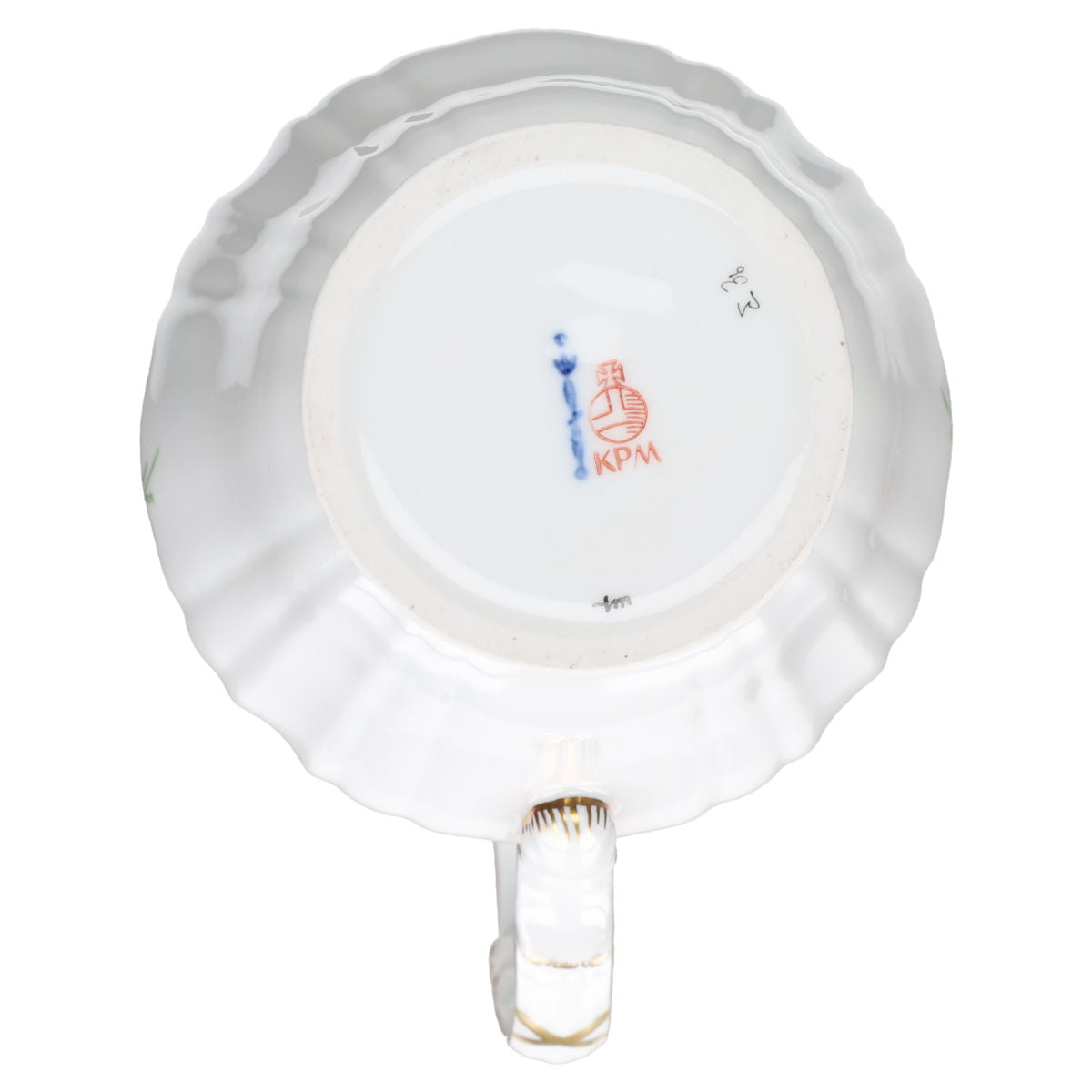 Kaffeekanne klein KPM Berlin Rocaille I.Wahl Bunte Blume mit Goldrand Dekor 36
