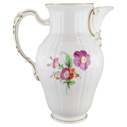 Kaffeekanne ohne Deckel 1,1 L KPM Berlin Rocaille I.Wahl Bunte Blume mit Goldrand Dekor 36