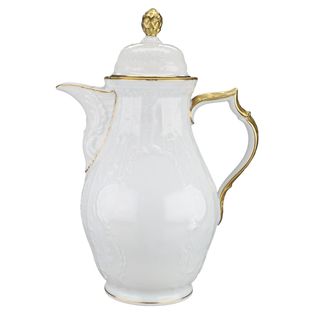 Kaffeekanne Rosenthal Sanssouci weiß Poliergoldband 2-3 mm