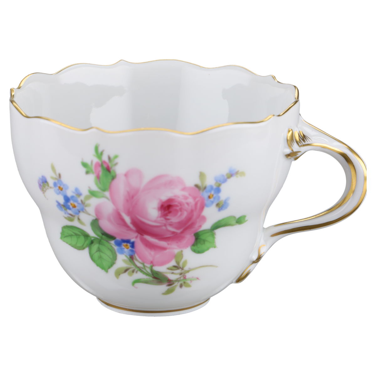 Kaffeetasse  Meissen Neuer Ausschnitt II.Wahl Rote Rose und Vergissmeinnicht