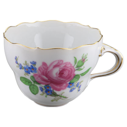 Kaffeetasse  Meissen Neuer Ausschnitt II.Wahl Rote Rose und Vergissmeinnicht