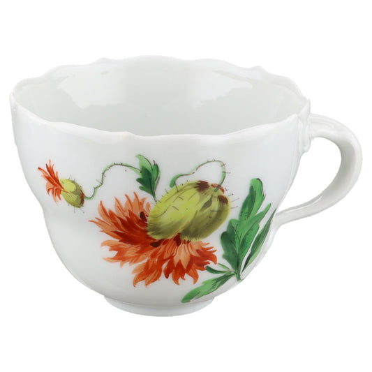 Kaffeetasse  ohne Goldrand Chrysantheme geschlossen Meissen Neuer Ausschnitt II.Wahl Bunte Blume