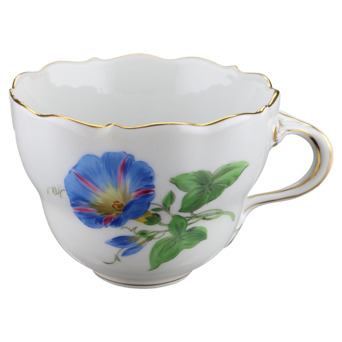 Kaffeetasse Blüte Blau, Gelb, Rosa Meissen Neuer Ausschnitt II.Wahl Bunte Blume