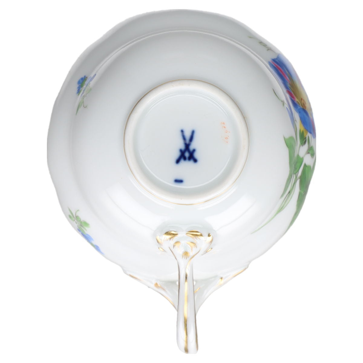 Kaffeetasse Blüte Blau, Gelb, Rosa Meissen Neuer Ausschnitt II.Wahl Bunte Blume