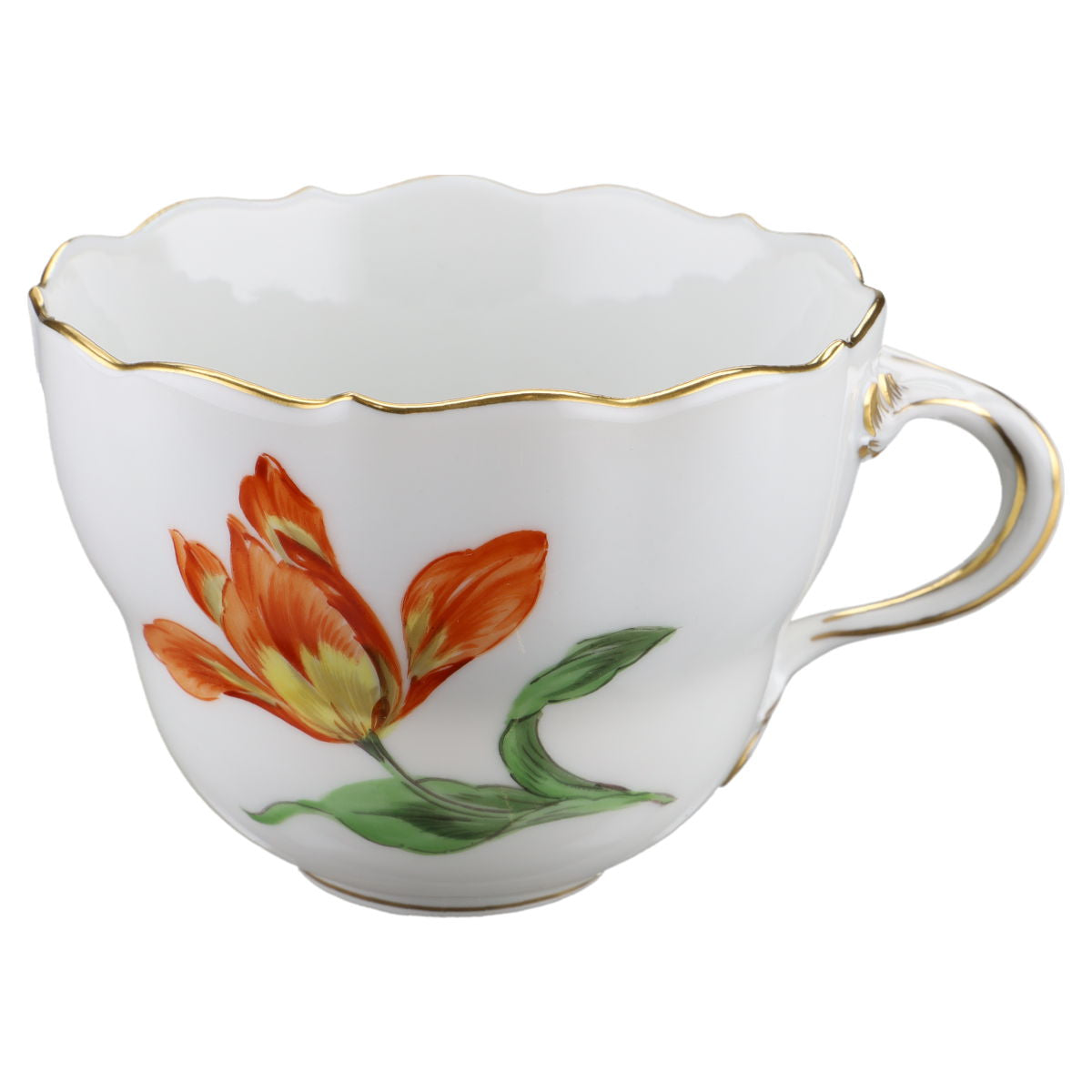 Kaffeetasse Blüte Gelb, Orange Meissen Neuer Ausschnitt II.Wahl Bunte Blume