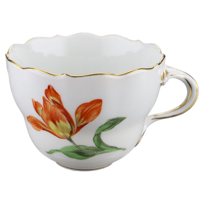Kaffeetasse Blüte Gelb, Orange Meissen Neuer Ausschnitt II.Wahl Bunte Blume