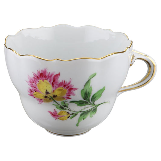 Kaffeetasse Blüte Gelb, Rosa Meissen Neuer Ausschnitt II.Wahl Bunte Blume