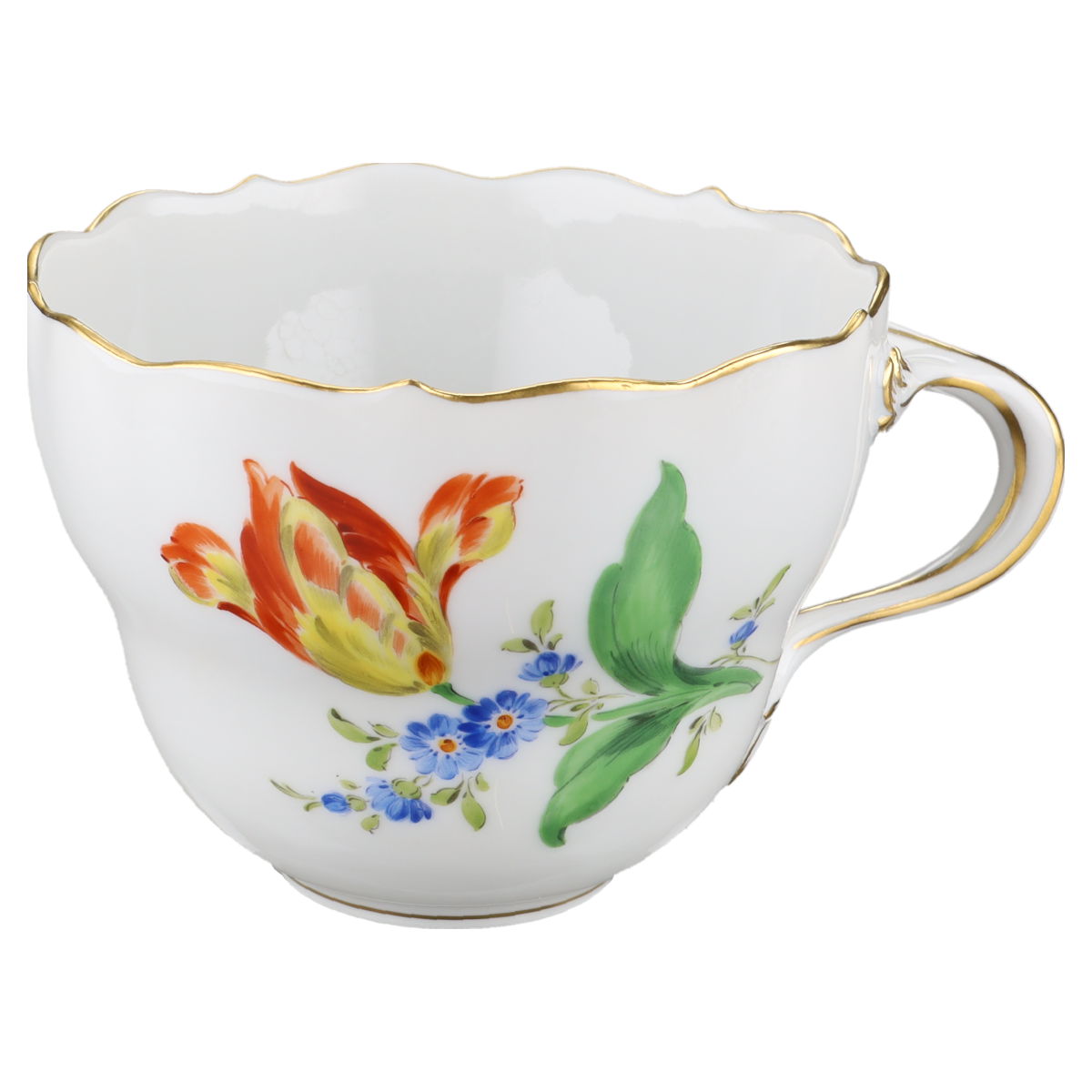Kaffeetasse Blüte Gelb Rot Typ I Meissen Neuer Ausschnitt I.Wahl Bunte Blume