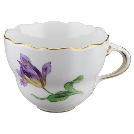 Kaffeetasse Blüte Lila, Gelb Meissen Neuer Ausschnitt II.Wahl Bunte Blume