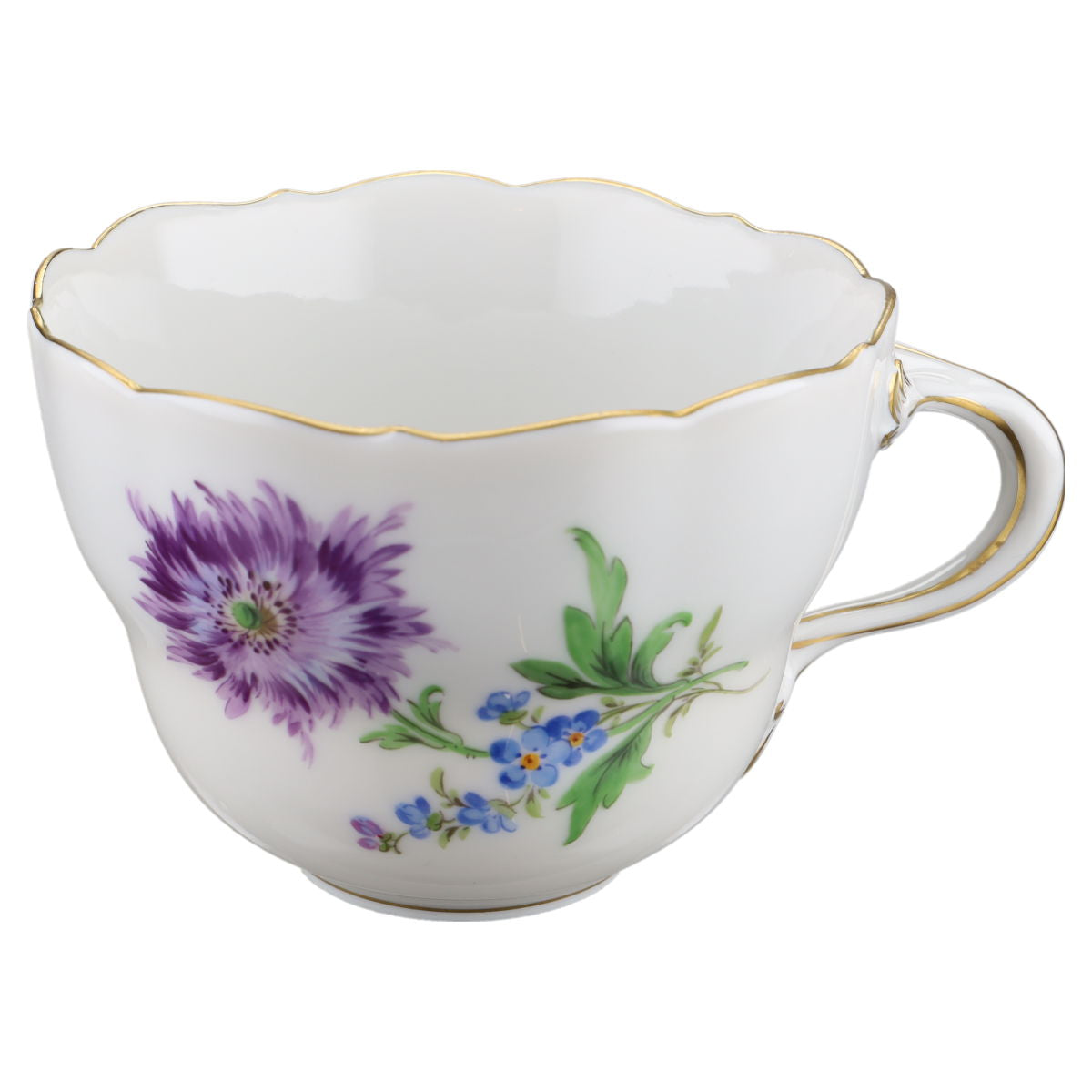 Kaffeetasse Blüte Lila Blau Typ I Meissen Neuer Ausschnitt II.Wahl Bunte Blume