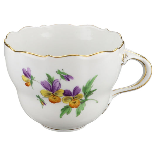 Kaffeetasse Blüte Lila Gelb Orange Typ I Meissen Neuer Ausschnitt II.Wahl Bunte Blume