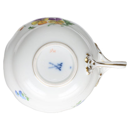 Kaffeetasse Blüte Lila Gelb Orange Typ I Meissen Neuer Ausschnitt II.Wahl Bunte Blume
